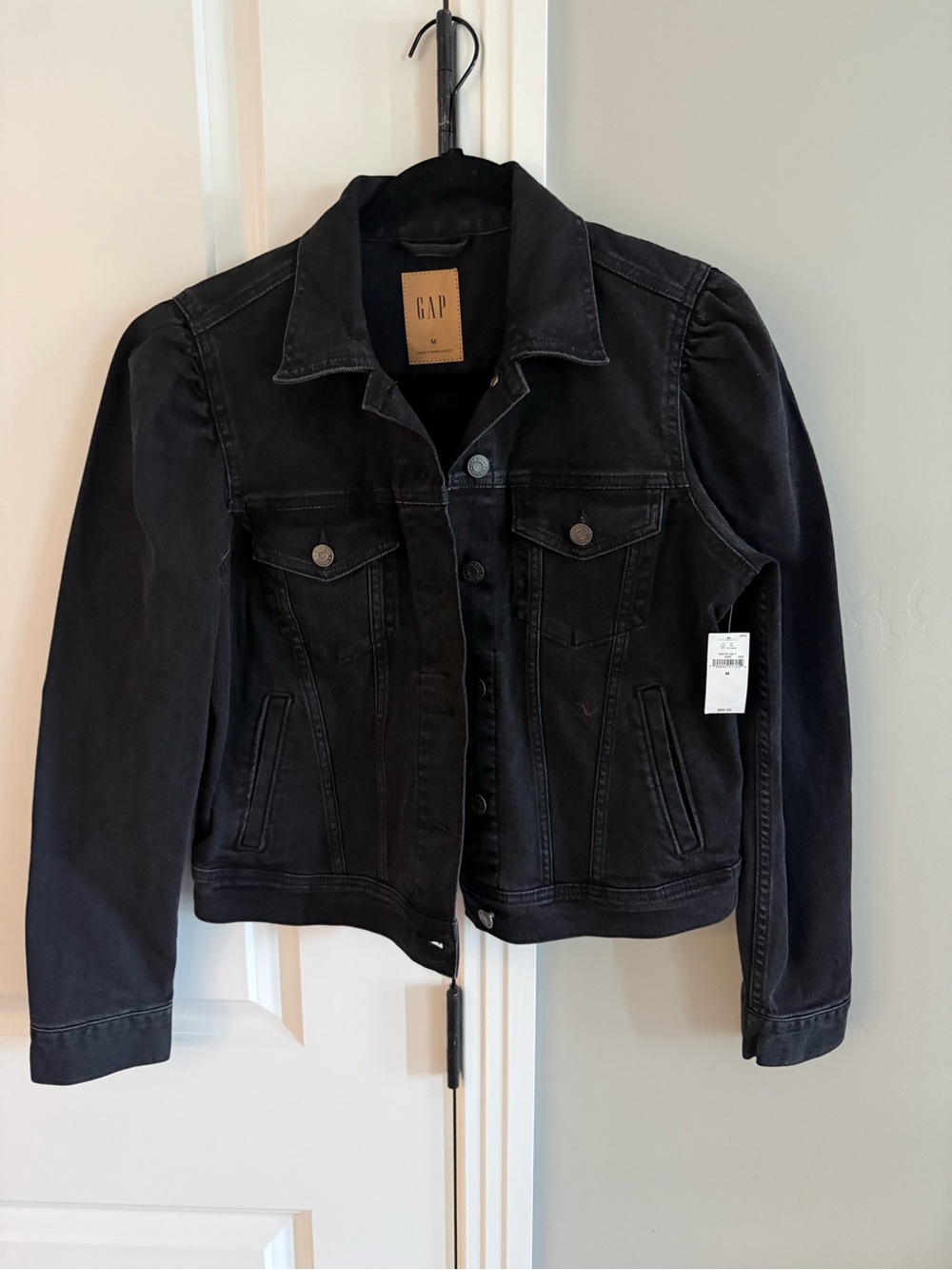 GAP Puff SleeveBlack Denim Jacket for Women